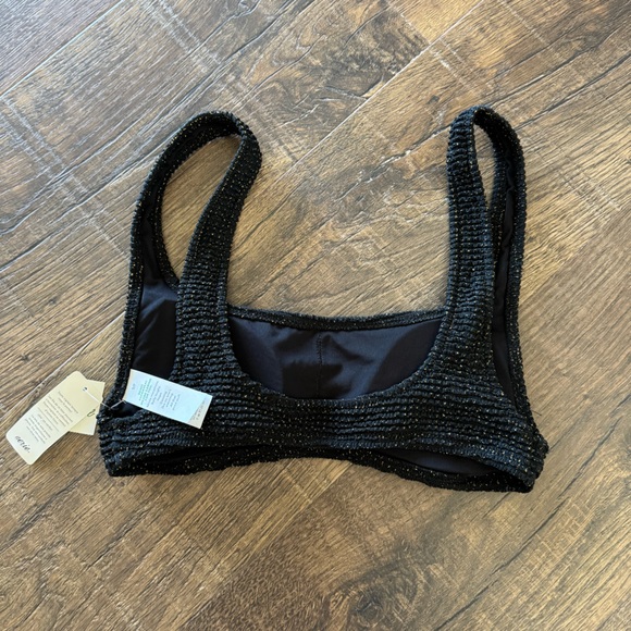 Aerie Black‎ Lurex Crinkle Scoop Bikini Top - Picture 4 of 5